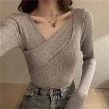 Casual Bottoming Pullover Knitted Jumper All-match Slim Fit Sweater Women Long Sleeve Solid Autumn Winter Clothes Women
