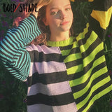 Bold Shade 90s Fashion Grunge Stripe Sweaters E-girl Harajuku Knitting Women Long SLeeve Jumpers Fall Winter Streetwear