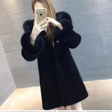 Winter New Hooded Sheep Sheared Fur Coat Wool Coat Women's Medium And Long Imitation Fox Hair Thickened Korean Slim