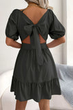 Neck Balloon Sleeve Ruffled