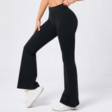 Toloer Hip Yoga V Waist Bell Bottom Pants Fitness Exercise Wide Leg Micro La High Waist Fast Drying Yoga Pants 43210-Outfit