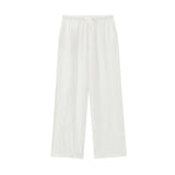 Seven-Sleeve V-Neck Loose Shirt Tight Waist Broad Leg Trousers Casual Suit Woman 2025 Spring And