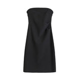 Trend Women's Wear Summer New Solid Color Slimming Short Dress Hot Girl Breast Fold Hip Skirt-Outfit