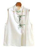 Embroidered Jade Plate Buckle Acetic Acid Vest Femininity Light Extravagant Style New Chinese Embroidery Folded Clothes Girl-Outfit