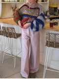 2025 Striped Sweater Women's Knitted Shirt Fashion Autumn And Winter Round Collar Loose Color