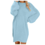 Autumn And Winter 2023 Ebaywish Hot Style Women's Long Sleeve Round Collar Loose Plush Dress-Outfit