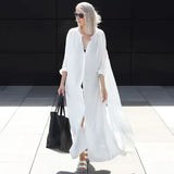 Toloer Person Cotton Blouse Shirt Beach Skirt Cardigan Dress Female Outside Long Cardigan Beach Sun Protection