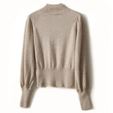 Winter Half Turtleneck Cashmere Sweater Women Pullover Lantern Sleeve Knitted Sweater Loose Solid Tops Pull Femme