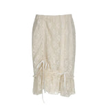 Toloer Classical Palace Wind Lace Flounce Skirt Female New Low Waist Retro Temperament Draw Rope-Outfit