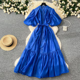 Lantern Sleeve Strap With Waist Single Buckle Dress + Inside The Sling Dress