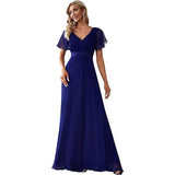 Sales Of Large Swing V-Neck Dress Chiffon Elastic Banquet Festival Annual Bridesmaid Performance Evening Dress