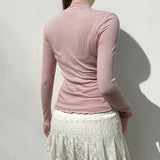 Toloer Girl Wind Lace Stitching Bow Long Sleeve T Shirt Square Collar Pit Strip Slim Solid Color Bottom Top-Outfit