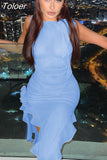 Ruffles Sexy Mini Dress Women Summer Sleeveless See Through Club Party Bodycon Dresses 2023 Ladies Brithday Beach