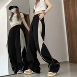 Contrasting Straight Leg Sweatpants-Outfit
