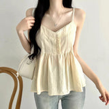 Aesthetic Solid Color Lace Trim Cami Top-Outfit