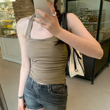 Hot Girls Wear Necks, Chest Pads, Suspenders, Vests, Spring And Summer, New Folds, Waist Shorts, Sleeveless Tops.-Outfit