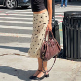 Point Splicing Woven Half Skirt New In The Long Wooden Ear Temperament Elegant Ass Skirt Women