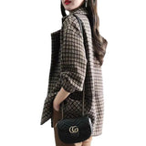 Autumn And Winter New Fashion Collar Loose Pocket Lattice Hair, The Design Of The Jacket Feels A Niche Elegant Top