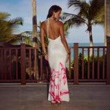 Sling Dress 2025 Summer Print Wrapped Chestless Sleeveless Back Folds To Repair Body-Bossed Ass Dress