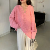 Twist Temperamental Sweater Blouse 2024 Autumn And Winter New Soft Wind Loose Sleeve Knitting Outside Women's Wear-Outfit