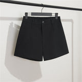 Toloer White Suit Shorts Female Black Summer Thin 2024 New Loose High-Waist A-Line Casual Wide-Leg Hot Pants-Outfit
