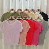 T-Shirt Women's Summer New Net Red Lady Is Shoulder-To-Shoulder Short-Case Korean Version Of The Dress-Up Round-Neck Short-Sleeved