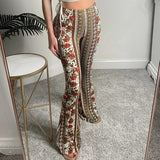 Toloer Spot Women's Wear Fall 2024 New Fashion Bohemian Print Casual Pants-Outfit