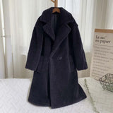 Pink Teddy Bear Long Coats Women 2022 Winter Thick Warm Oversized Chunky Outerwear Faux Lambswool Fur Coats Solid High