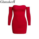 Red off shoulder bodycon dress Women backless lace up mini sexy dress elegant Female summer party club dress