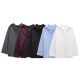 Women's Clothing 2025 Spring New Temperament Fashion Back Folding Loose Long-Sleeved Casual