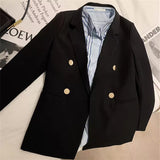 Toloer Spring And Autumn Outfit Fried Street Loose Leisure Versatile Autumn Suit Jacket Female Korean Black Suit Jacket-Outfit