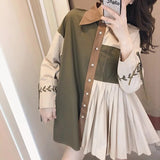 Vintage Female Pleated Spliced Long Sleeve Shirt 2024 Stylish Spring Women's Clothing Casual Loose Button Lace Up