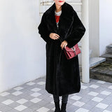 Ladies Faux Leather Long Coats Femme Pockets Soft Mink Fur Women Trendy Street Style Loose Short Outwear
