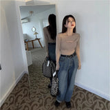 Toloer Long-Sleeved T-Shirt Women's Autumn 2024 New Hot Girl Sexy Slim Design Sense Bottom Shirt Student
