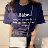 Toloer Korean Chic Summer New Embroidery Stereo Letter Casual Simple Age Reduction Round Collar Short Sleeve Versatile T-Shirt-Outfit