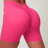 Toloer V Wrinkle Tight Hip Yoga Shorts New No Embarrassment Line Peach Hip Fitness Shorts-Outfit