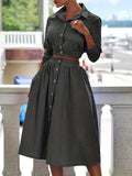 Toloer Spot 2023 Autumn And Winter New Fashion Temperament Long Sleeve Striped Shirt Suit Skirt Two Sets-Outfit