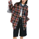 Toloer Advanced Sense Outside Wear Plaid Shirt Female Autumn New Style Loose Recreational All-Match Yellow Plaid