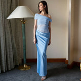 Women's Clothing 2025 Summer New Pure Lust Wind Shoulder Sexy Perspective Mesh Splicing Dress