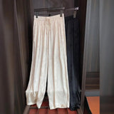 Spring And Autumn Leisure Spring And Summer Radish Harlan 2023 New Wide-Legged Trousers Feel Full Of Solid Color Trousers-Outfit