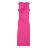 Women's Clothing 2025 Spring New Sleeveless Folding Decorative Fan Flute Dress Dress