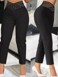 E-Commerce Independent Station Women's Wear Hollowed-Out Belt Trousers High-Waisted Pencil Trousers-Outfit