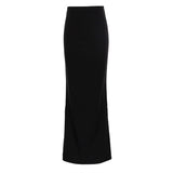 Toloer Women's Wear 2024 Summer New Fashion Temperament Black Show Thin Long Skirt-Outfit