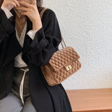 Solid Color Velvet Quilted Bag-Outfit