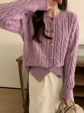 Soft Waxy Laziness Twist Sweater Coat 2024 Autumn And Winter Women's Color Love Button Knitted Cardigan Blouse-Outfit