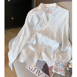 Toloer Chinese Style Embroidered Collar Shirt Women's Spring 2025 Design Sense Of Improved Cheongsam Zen Dress
