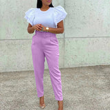 2025 New Elegant OL Professional Trousers Thin Small Foot Pants African High-Waisted Casual