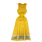Summer High-End Sense Temperament Round Recipient Waist Thin A-Word Mesh Splicing Knitted Vest
