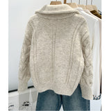 Toloer Version Of Double Zippered Strand Sweater Coat Women's 2025 Winter Design Sense Of The Collar Plus Thick Long-Sleeved Knitted Open