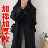 Woolen Coat Is Popular For Women In The Spring And Summer Of 2023, The New Korean Version Of Black Medium-Length Tweed Coat Is Popular To Thicken.-Outfit